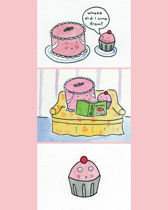 Surprised cupcake showing emotion
